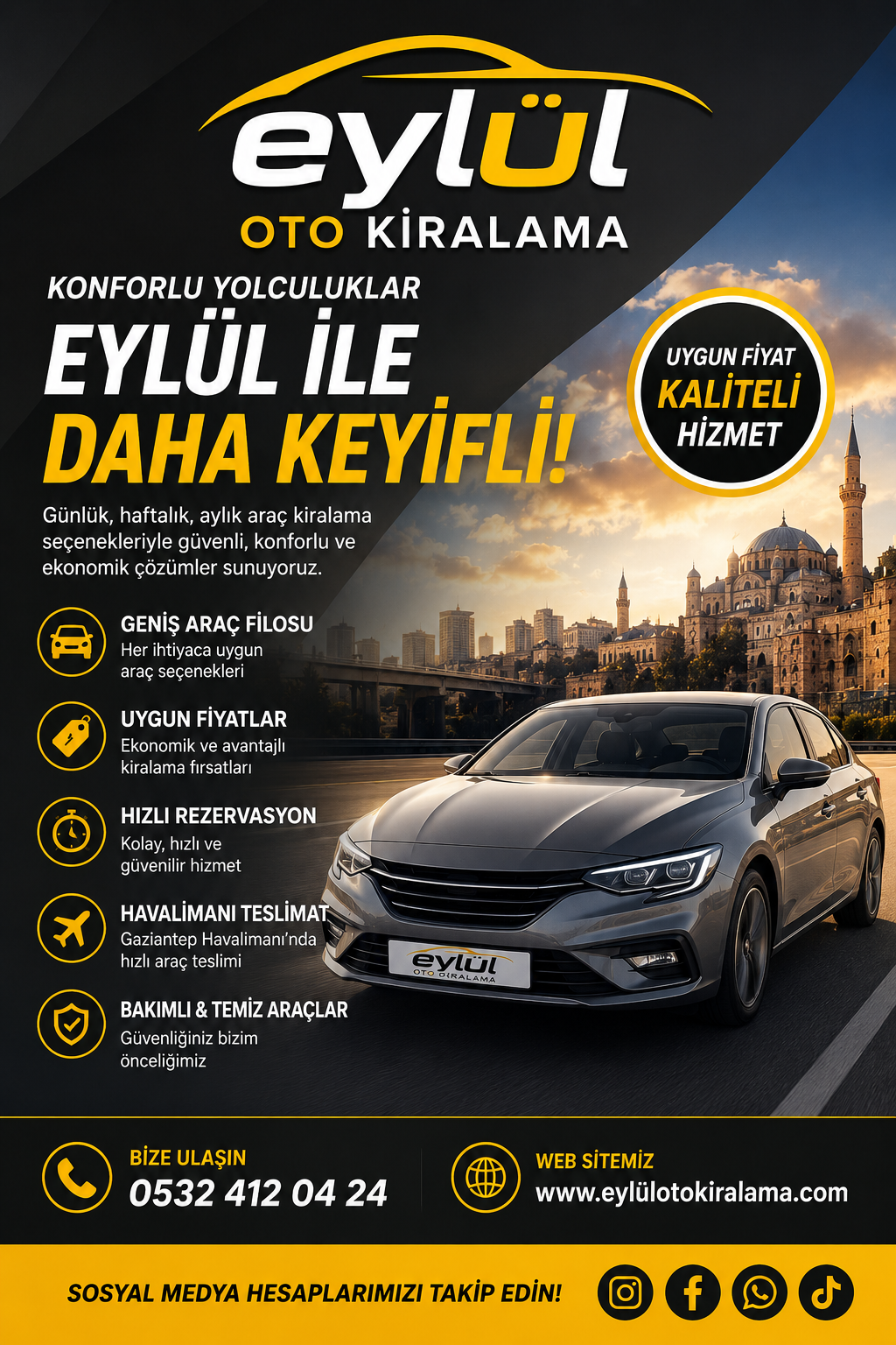 Bugün Kirala Hemen Yola Çık Gaziantep Araç Kiralama Hizmetlerinde Konforun Adresi
